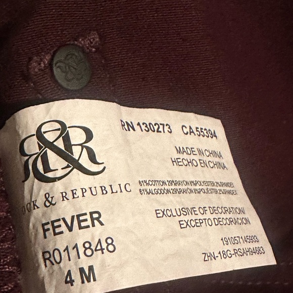 Rock & Republic women’s leggings pant color burgundy size 4 - Picture 8 of 12